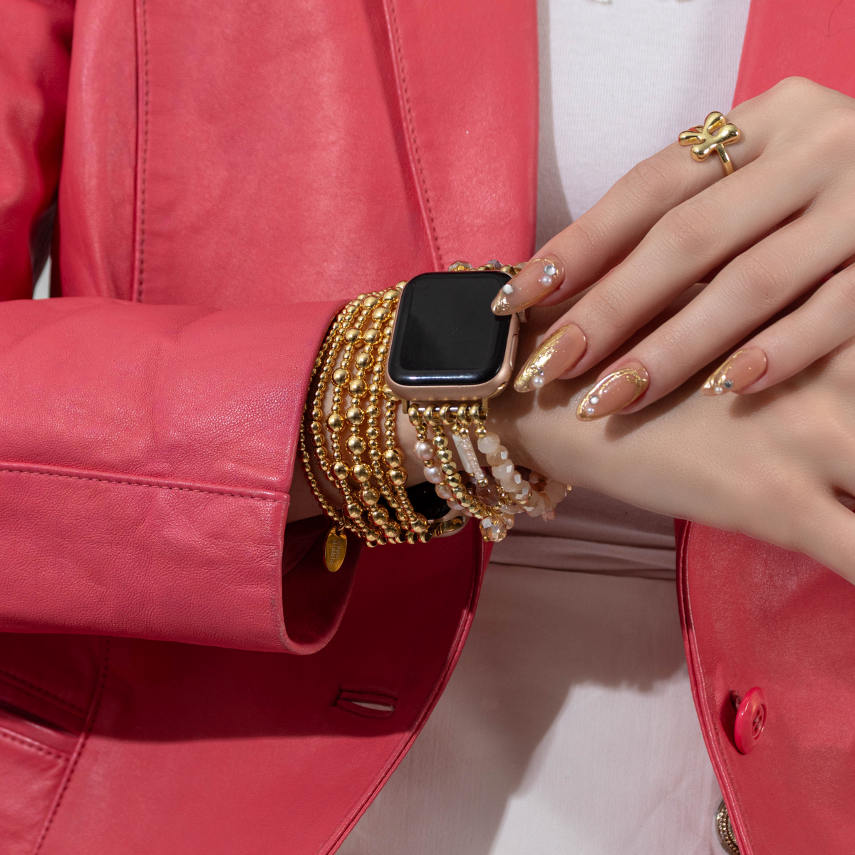 진주빛 로제트 스트레치 Apple Watch 스트랩