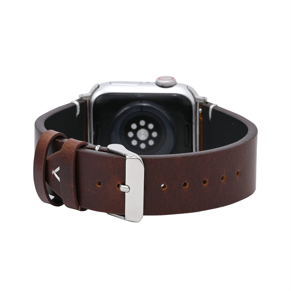남성용 다크 브라운 가죽 Apple Watch 스트랩