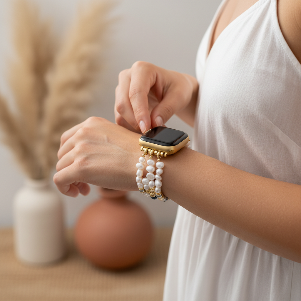 차크라 꾸뛰르 신축성 애플 워치 줄