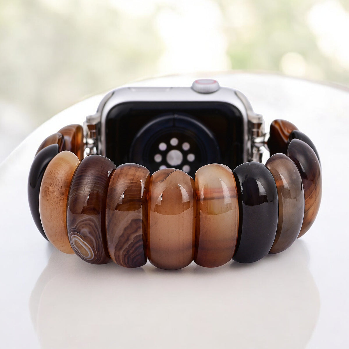 Earthly Ember Agate Stretch Apple Watch Strap