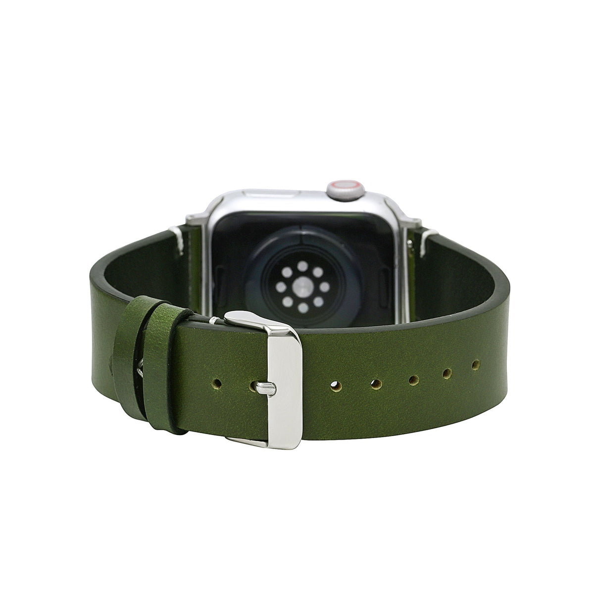 남성용 그린 가죽 Apple Watch 스트랩