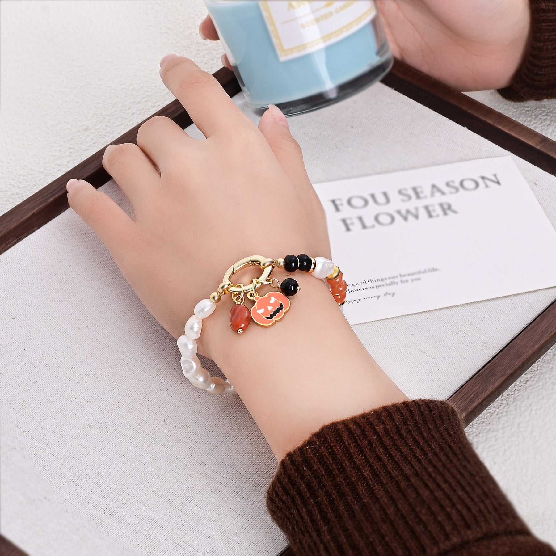 크리스마스 글로우 진주 팔찌