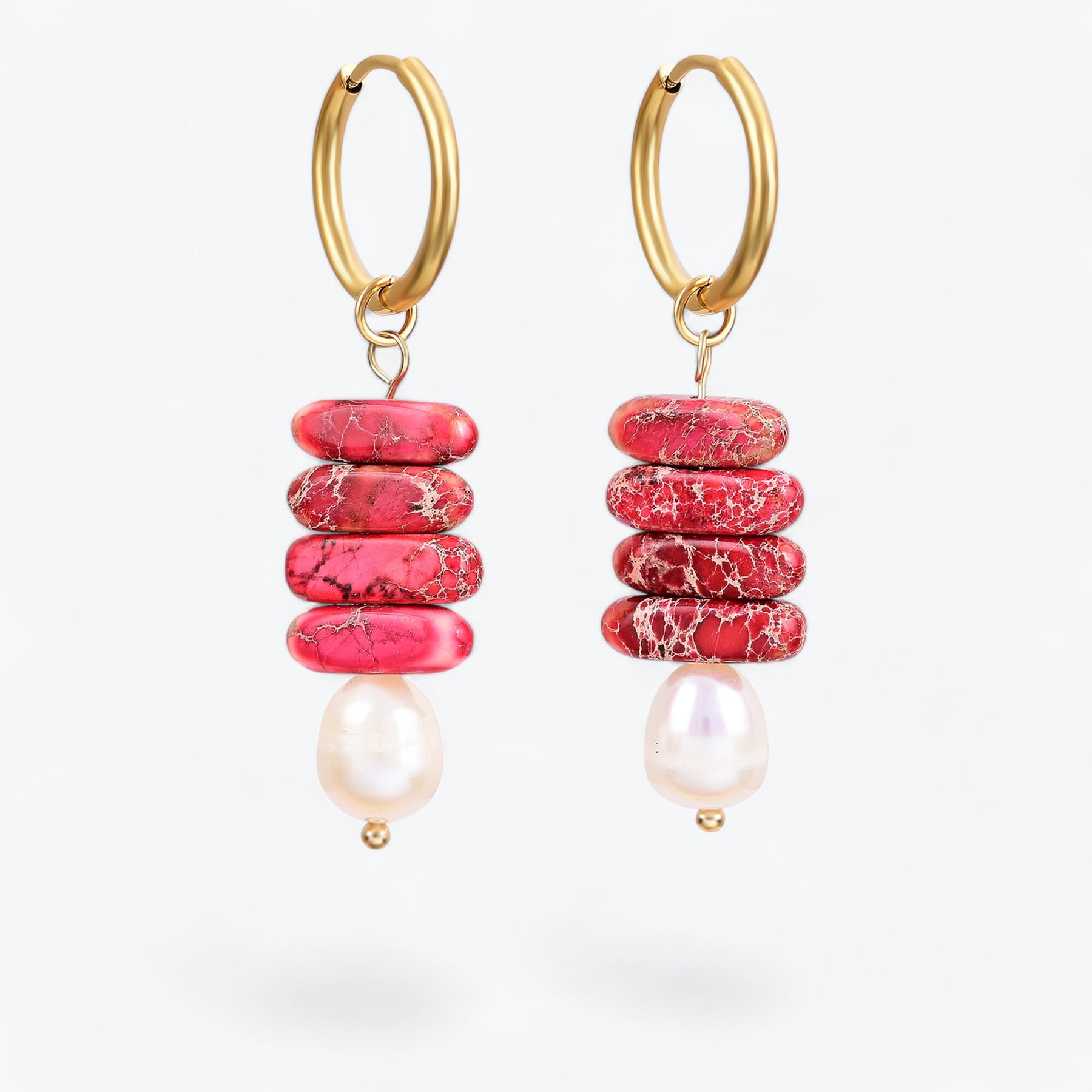 오션 블리스 펄 & 제이드 재스퍼 후프 드롭스