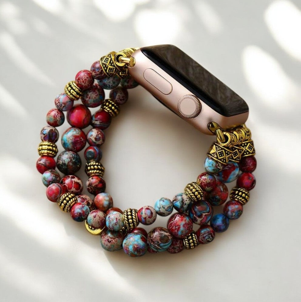 크림슨 재스퍼 스트레치 Apple Watch 스트랩