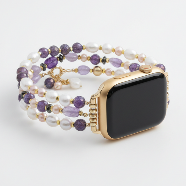 자수정 진주 송이 늘어나는 Apple Watch 줄