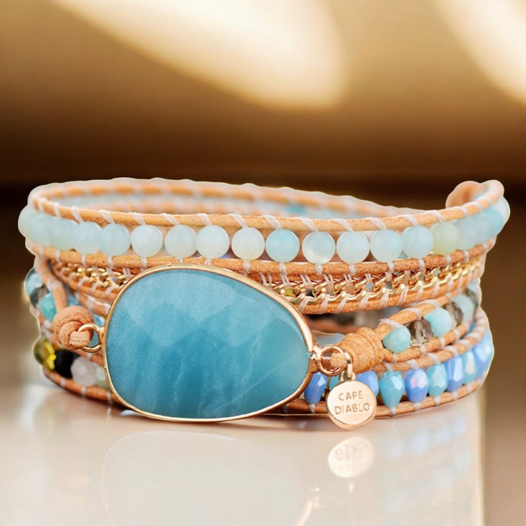 힐링 아마조나이트 보호 랩 팔찌