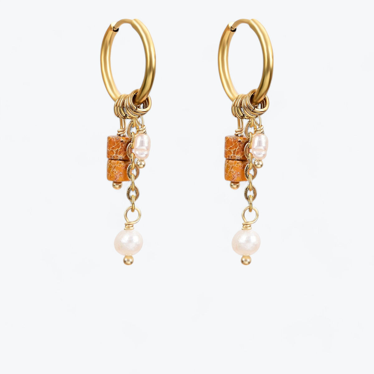 Golden Rust Bloom Drop Hoop Earrings