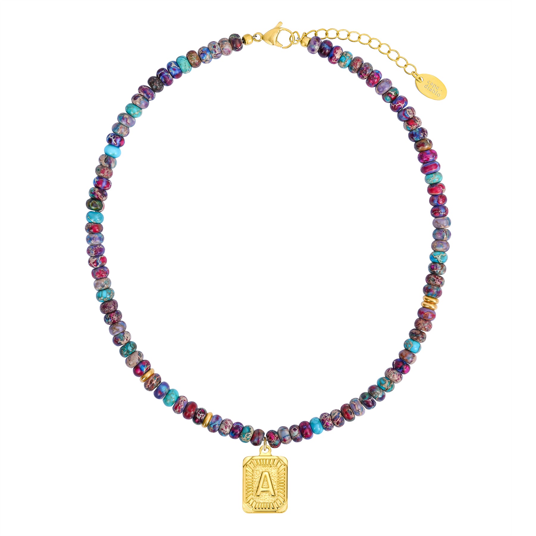 블루 임페리얼 재스퍼 레터 목걸이