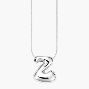 Silver Glow Bubble Letter Initial Necklace
