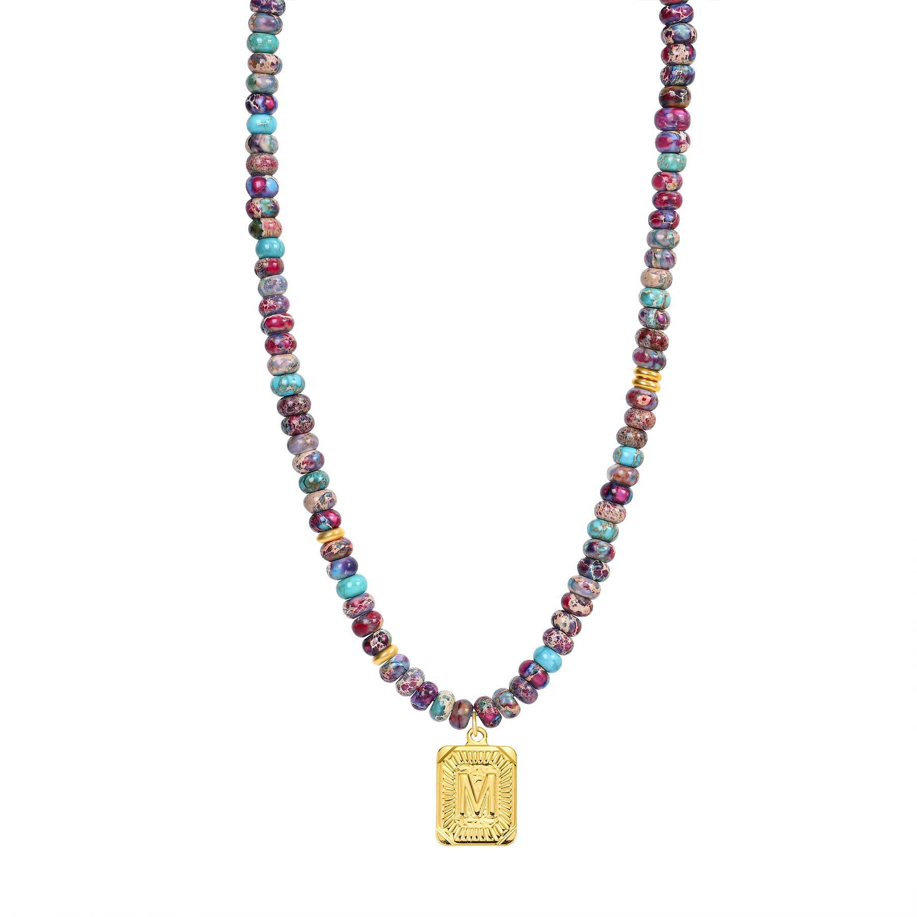 블루 임페리얼 재스퍼 레터 목걸이