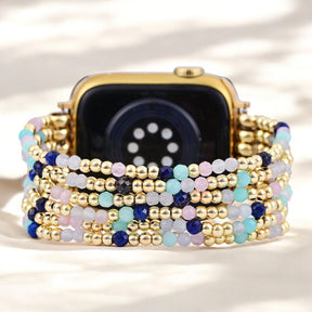 골드 및 펄 스트레치 Apple Watch 스트랩