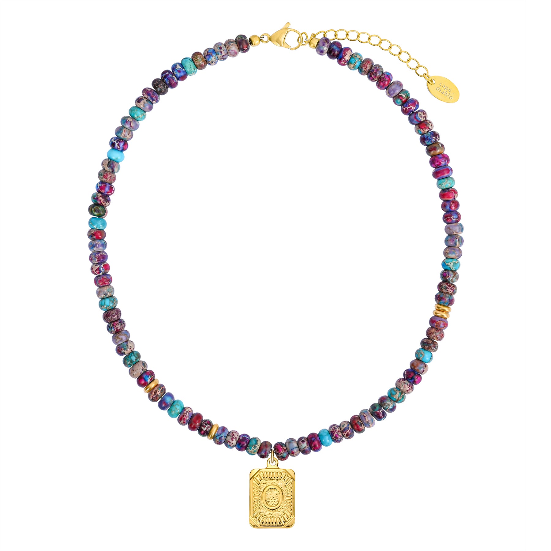 블루 임페리얼 재스퍼 레터 목걸이