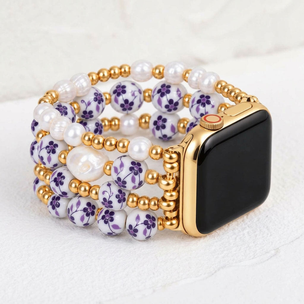Porcelain Garden Violet Bloom Apple Watch Strap