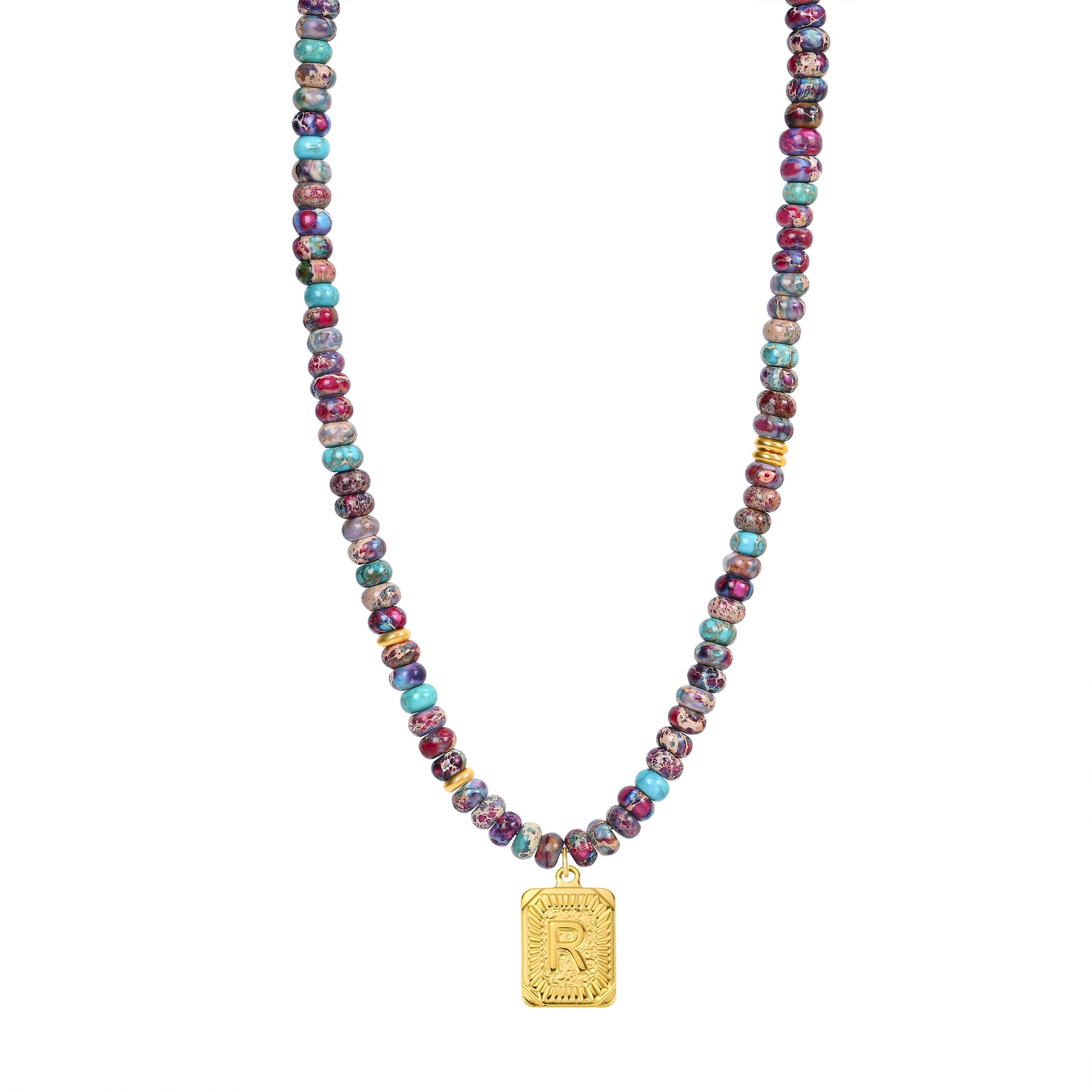 블루 임페리얼 재스퍼 레터 목걸이