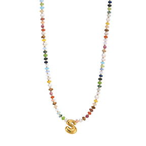 Vibrant Gem Initial Bubble Necklace