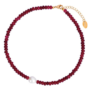 옥 진주 하모니 목걸이