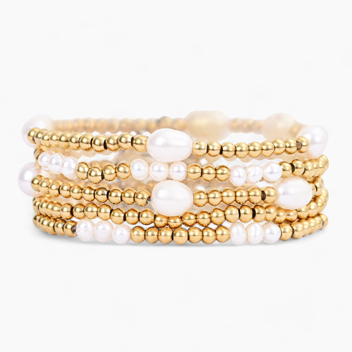 Gold and Pearl Bracelet Set