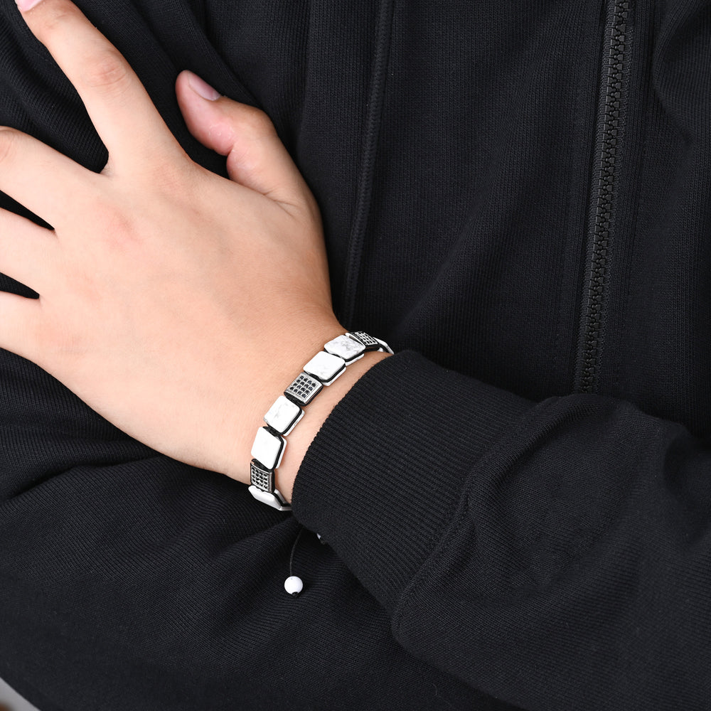 남성용 화이트 터쿼이즈 팔찌