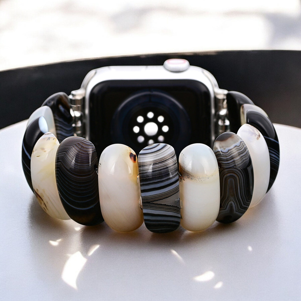 옵시디언 프로스트 아게이트 스트레치 Apple Watch 스트랩