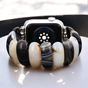 Obsidian Frost Agate Stretch Apple Watch Strap