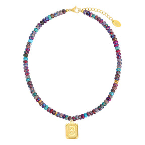 블루 임페리얼 재스퍼 레터 목걸이