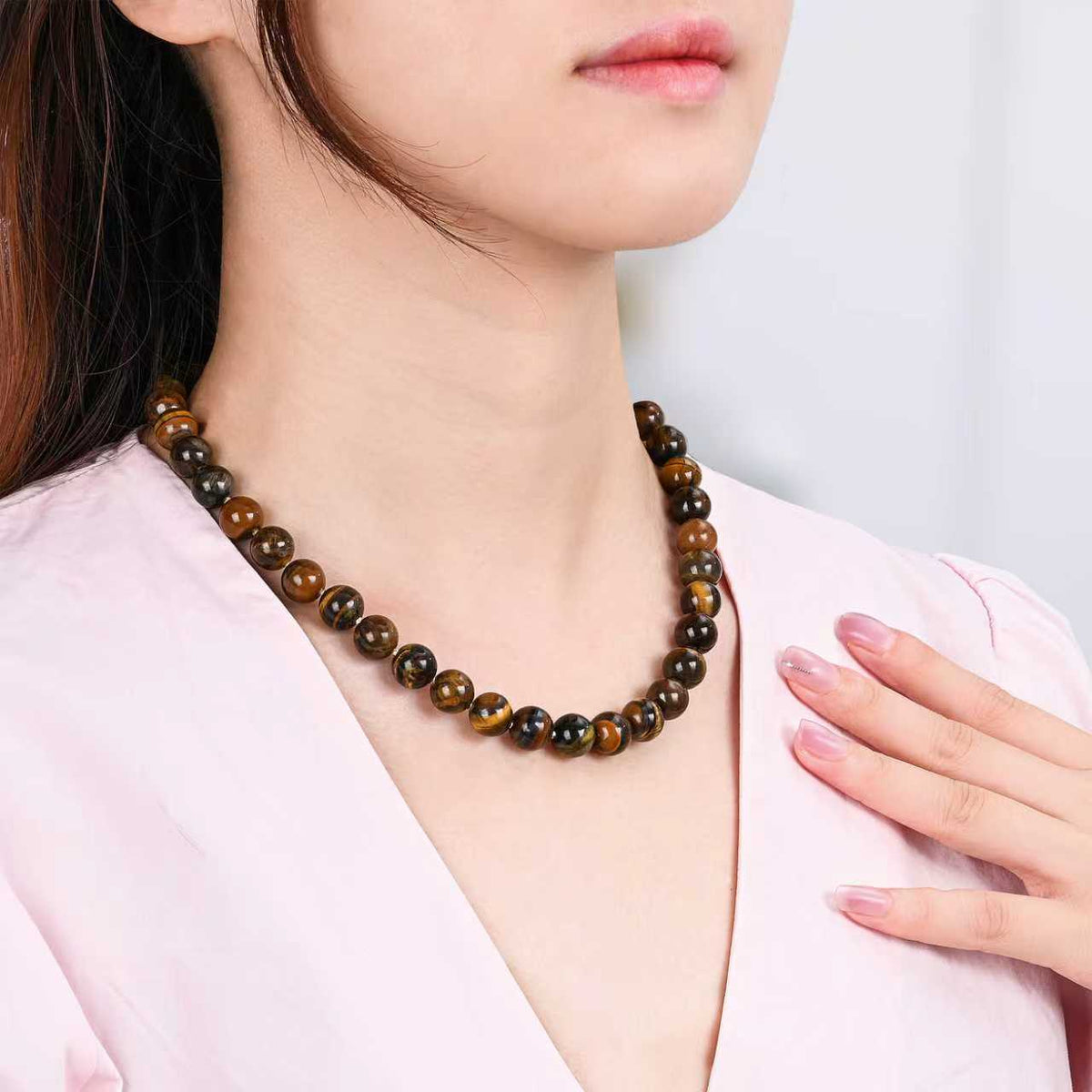 타이거 아이 하모니 초커 목걸이