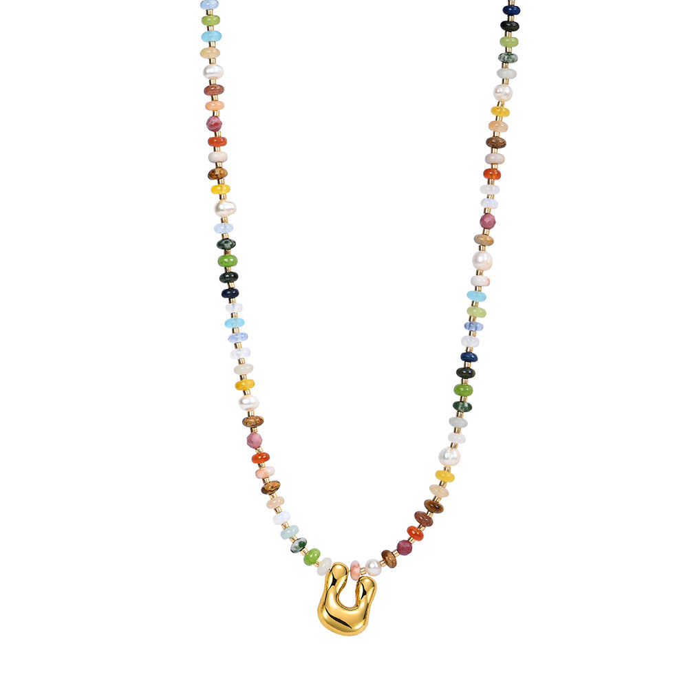 Vibrant Gem Initial Bubble Necklace