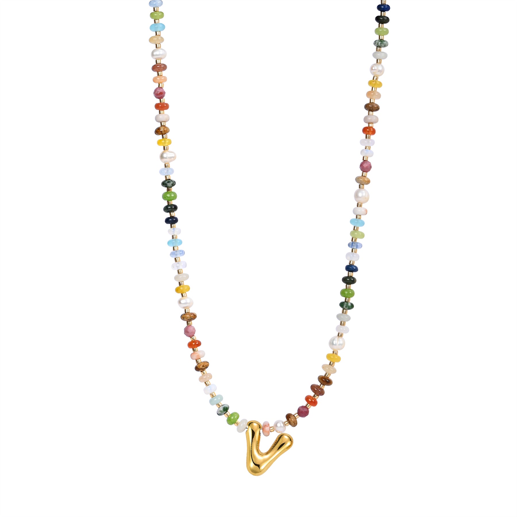 Vibrant Gem Initial Bubble Necklace