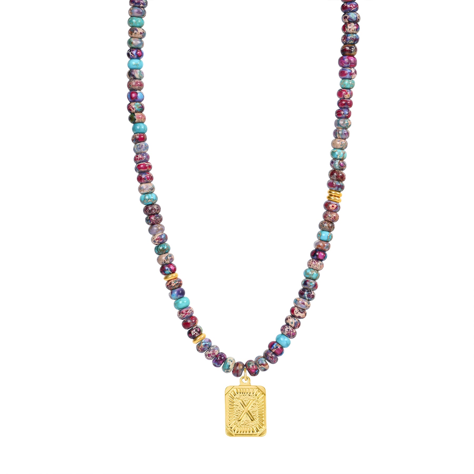 블루 임페리얼 재스퍼 레터 목걸이