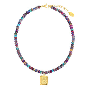 블루 임페리얼 재스퍼 레터 목걸이