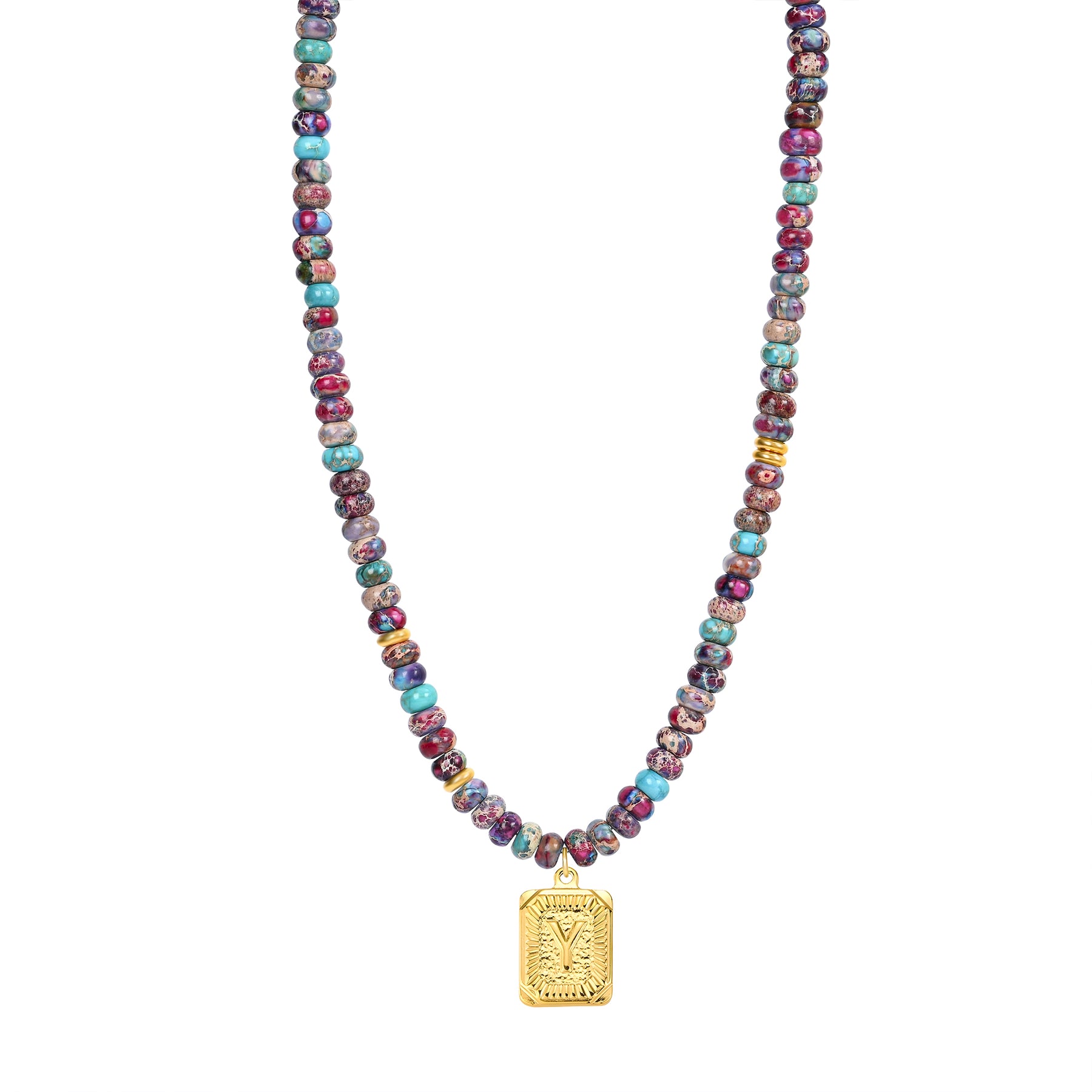 블루 임페리얼 재스퍼 레터 목걸이