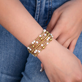 Gold Shimmering Pearl Bracelet Set