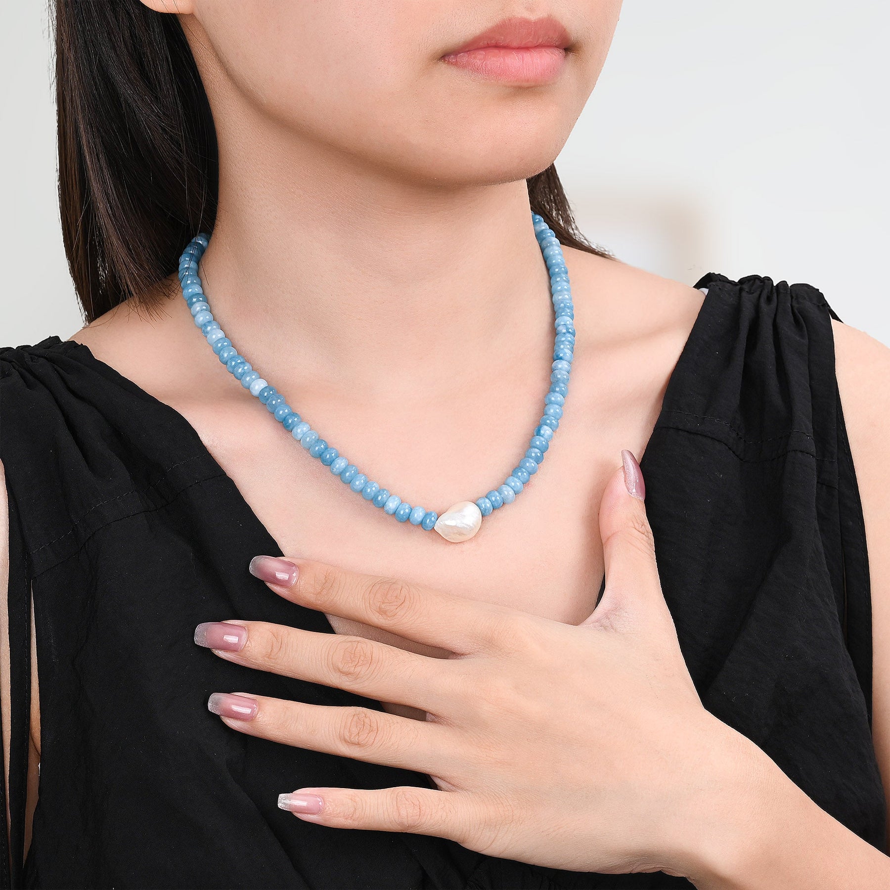 제이드 블로섬 진주 목걸이