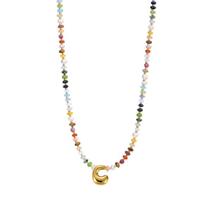 Vibrant Gem Initial Bubble Necklace