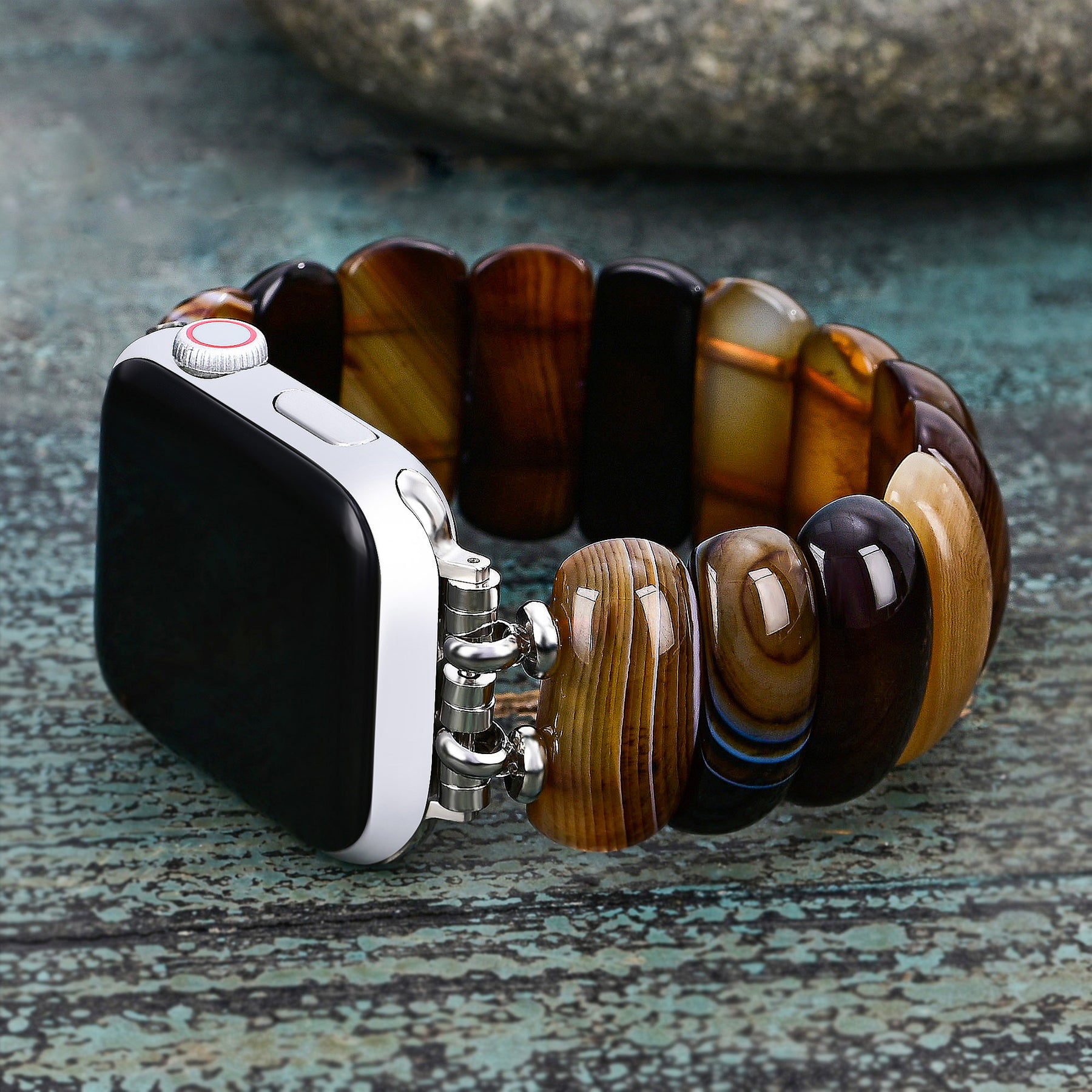 Earthly Ember Agate Stretch Apple Watch Strap