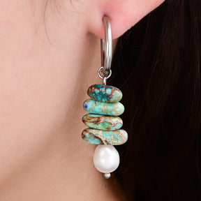 Ocean Bliss Pearl & Blue Jasper Hoop 드롭