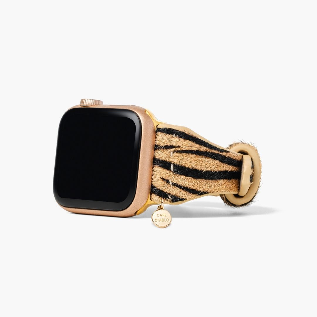 우아한 줄무늬 가죽 Apple Watch Strap