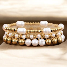 Golden Freshwater Pearl Bracelet Set