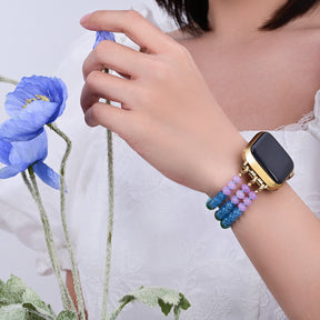 Rainbow Glow Stone Stretch Apple Watch Strap