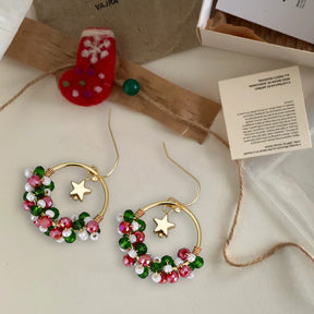 Starry Mistletoe Wreath Earrings