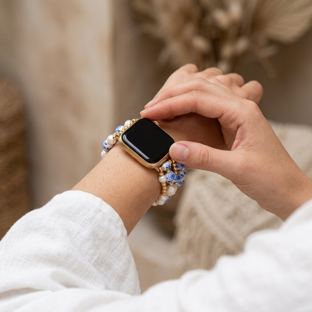 포슬린 가든 블루 블로섬 Apple Watch 스트랩