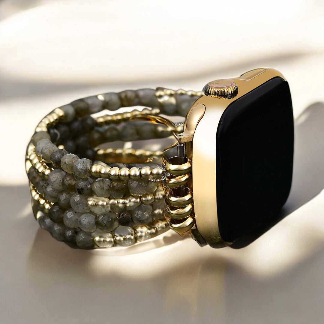 골드 및 펄 스트레치 Apple Watch 스트랩