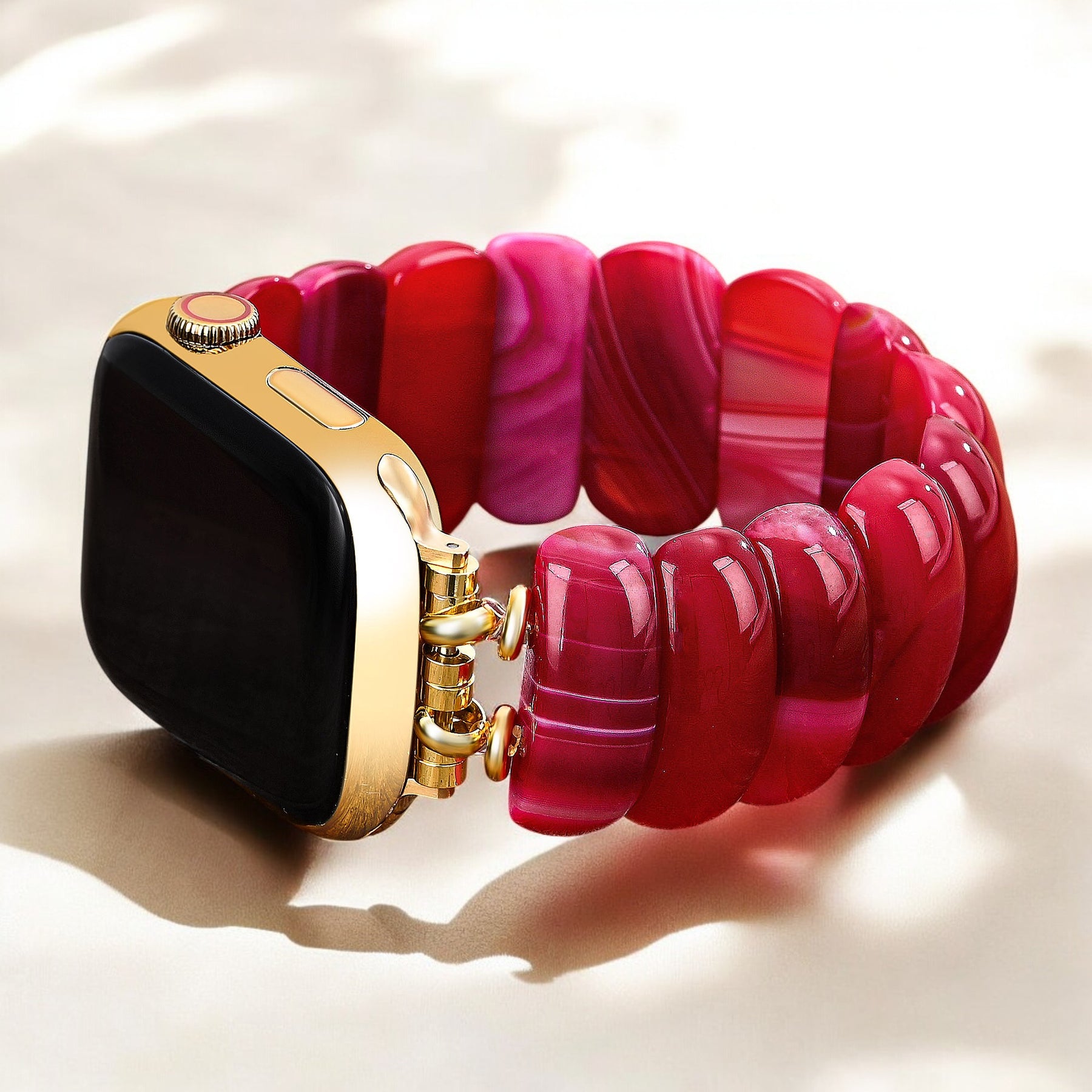 Crimson Mirage Agate Stretch Apple Watch Strap