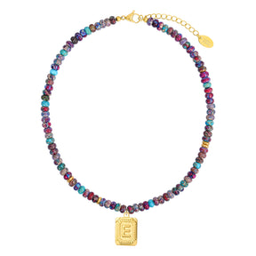 블루 임페리얼 재스퍼 레터 목걸이