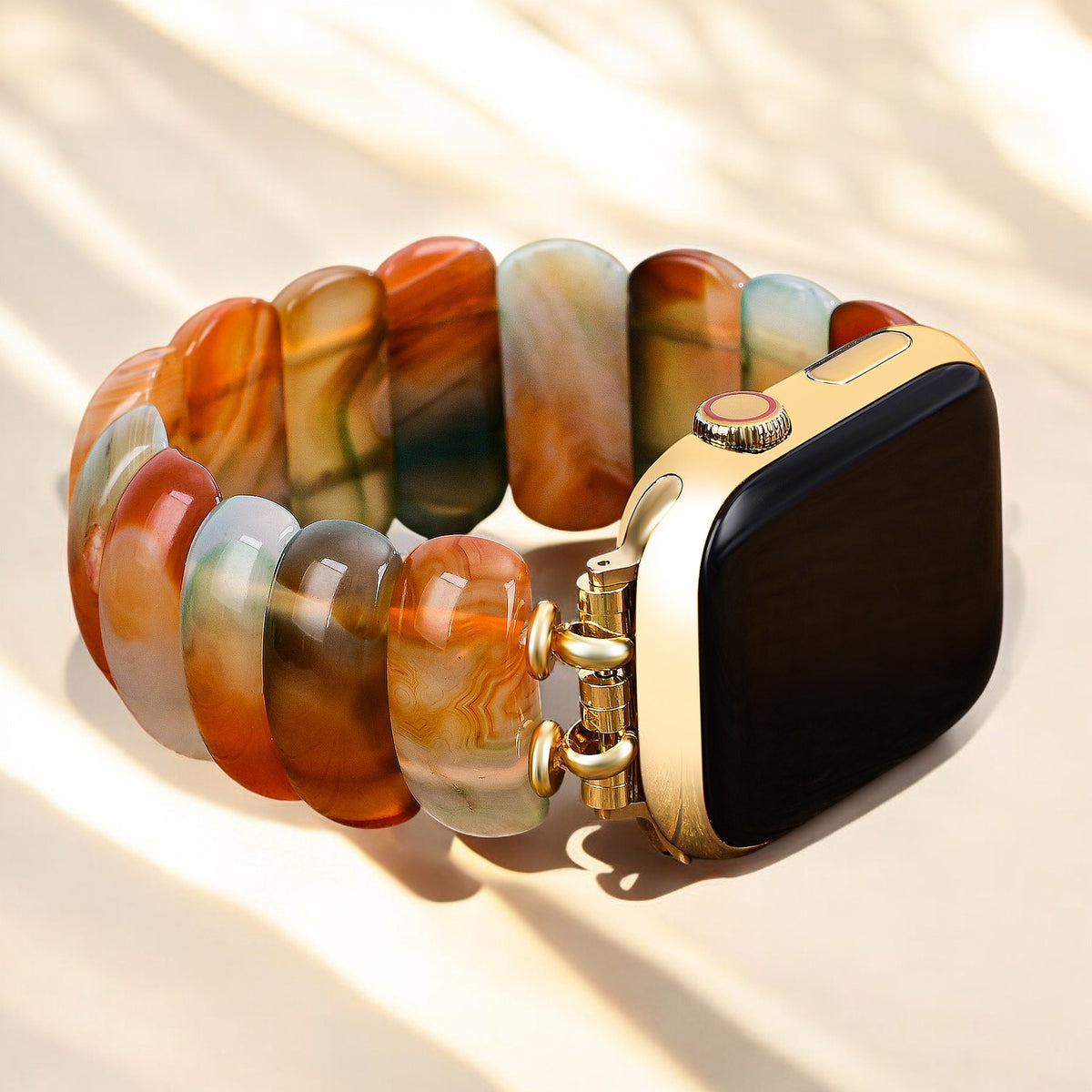 Golden Dusk Agate Stretch Apple Watch Strap