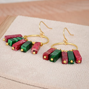 Jolly Poinsettia Hues Dangle Earrings