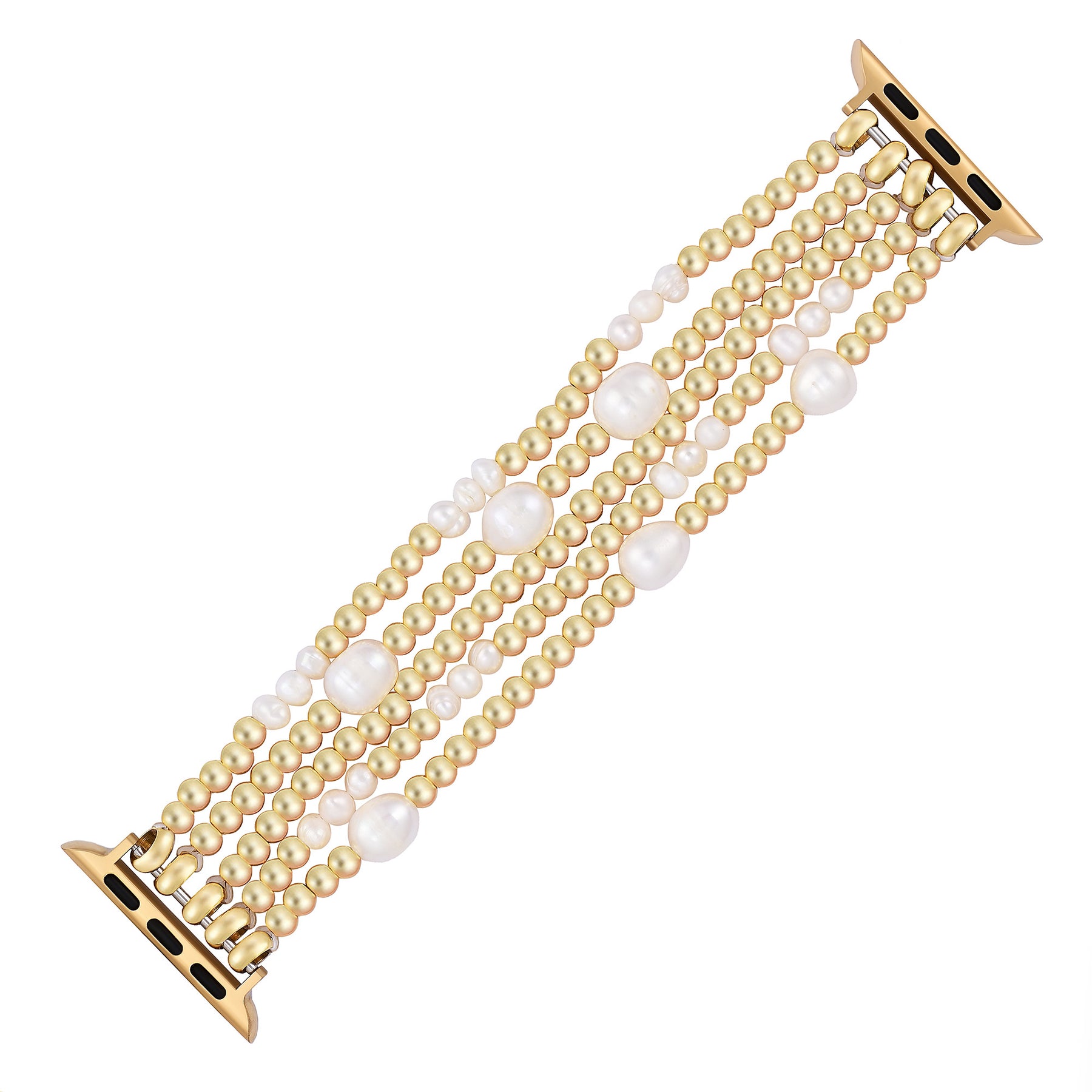 Gold and Pearl Stretch Apple Watch Strap