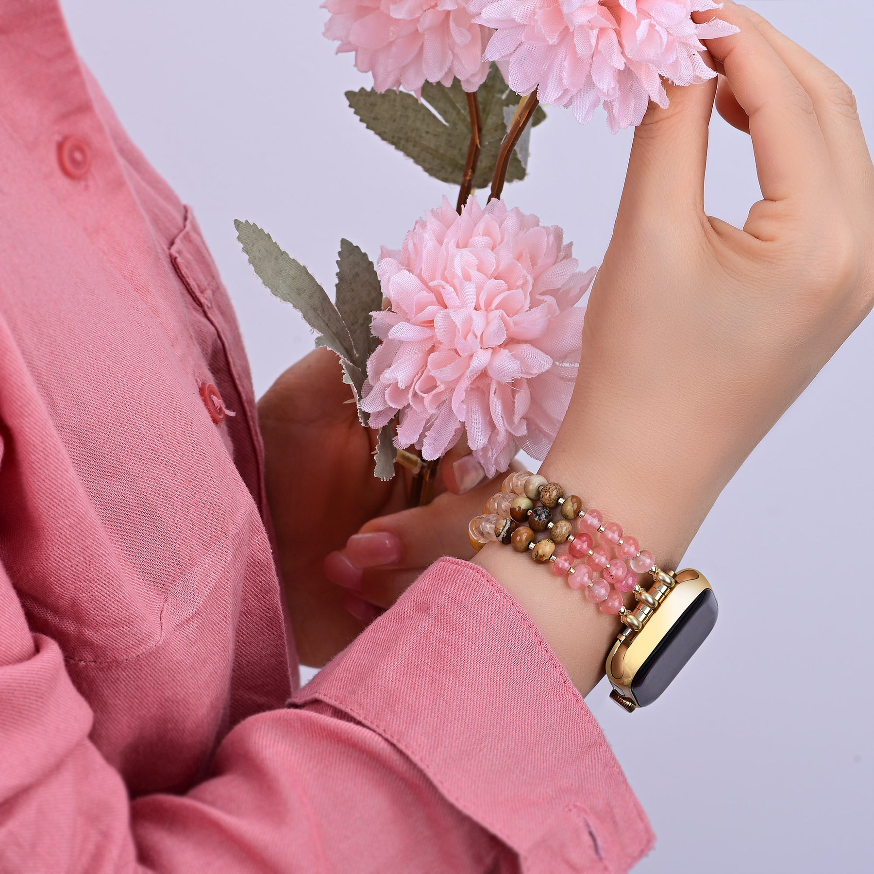 앰버 블룸 스톤 스트레치 Apple Watch 스트랩