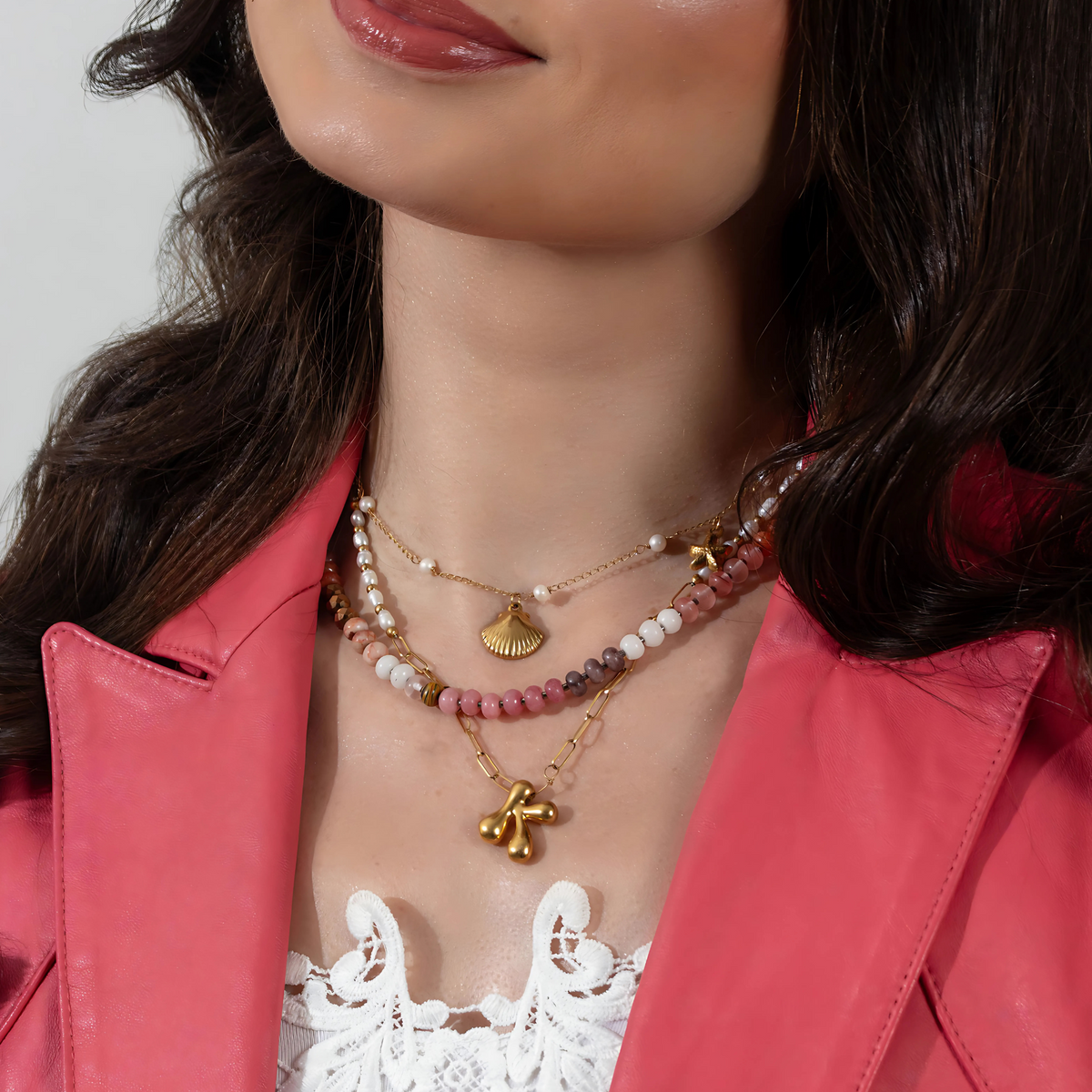 Chic Bubble Pearl Initial Chain Necklace