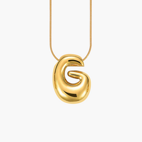 Golden Glow Bubble Letter Initial Necklace